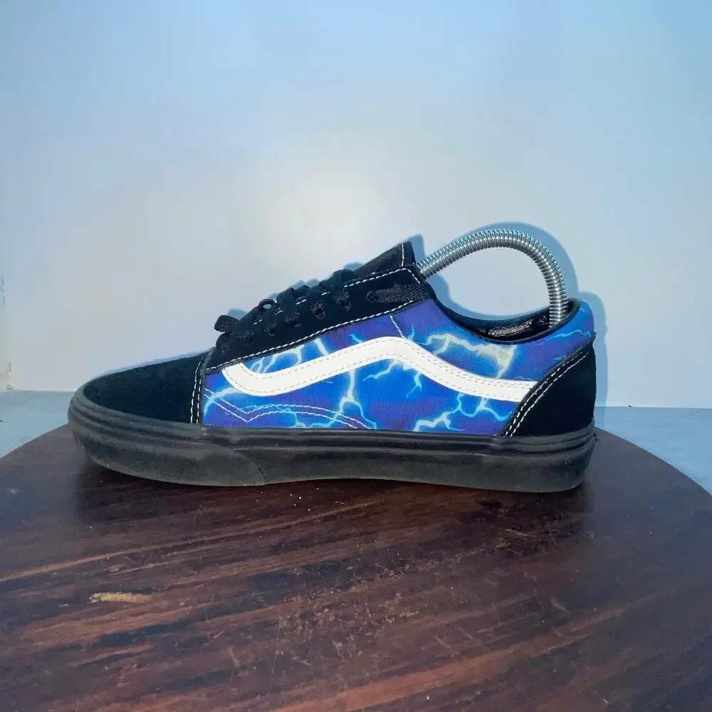 Vans Old Skool Blue Lightning Athletic Shoes Sneakers Unisex Mens 6.5 Womens 8